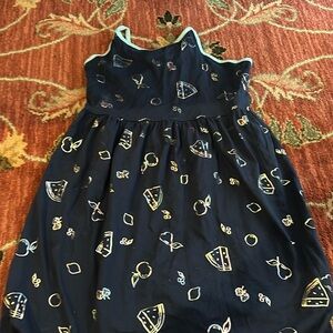 Cute lands end cover up size 10-12 girls navy blue with fruit 🍎 🍉🍒 designs .